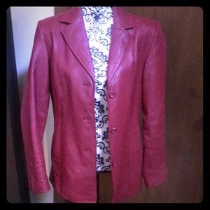 Red leather jacket fitted size 12